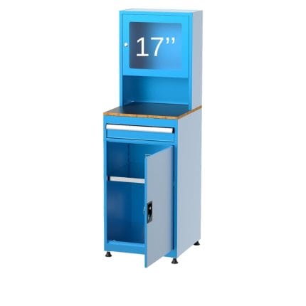 7325 – SINGLE DRAWER WITH CUPBOARD, 17″ LCD SCREEN COMPUTER CABINET WITH WORKBENCH AND LOWER SHELF