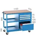 2326 – MOBILE BENCH WITH 1 CUPBOARD 4 DRAWERS 1 CNC STORAGE DRAWER INCLUDING 12 MORSE HOLDERS (1120X570X780+160MMH)