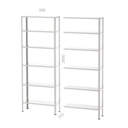26931 – STARTING MODULE GALVANIZED METAL SHELF UNIT WITH 6 SHELVES (930X310X2500MMH)