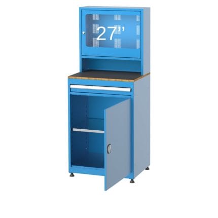 7325 – SINGLE DRAWER WITH CUPBOARD, 17″ LCD SCREEN COMPUTER CABINET WITH WORKBENCH AND LOWER SHELF