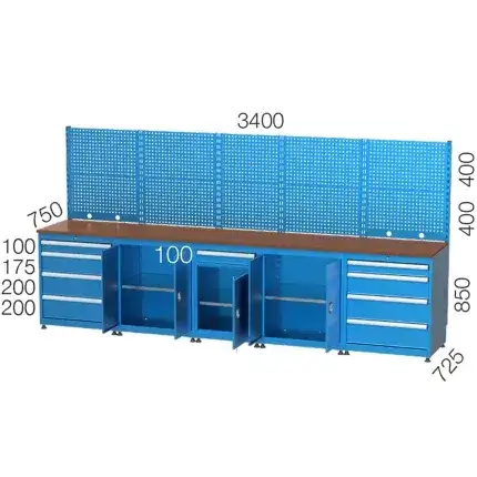3506 – WORKBENCH WITH 9 DRAWERS  AND 3 CUPBOARDS