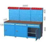 3915 – WORKBENCH WITH 6 DRAWERS ,CUPBOARD AND PEGBOARD
