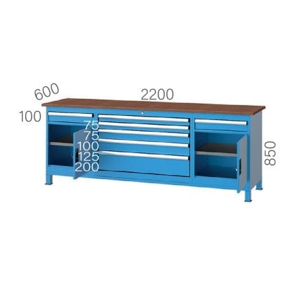 3642 – WORKBENCH WITH 7 DRAWERS AND 2 CUPBOARDS
