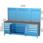 3491– WORKBENCH WITH 2 DRAWERS AND TOOL TROLLEY
