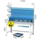 3651 – ESD PLATE FIXED ELECTRONICS WORKBENCH WITH 2 SHELVES