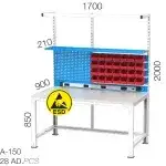 3657- ESD PLATE FIXED ELECTRONICS WORKBENCH WITH DRAWER AND 28 LINBIN BOXES