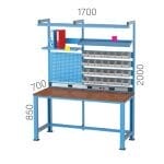 3686 – WORKBENCH WITH 2 DRAWERS,  PEGBOARD, LIGHTNING SYSTEM  AND 28 LINBIN BOXES