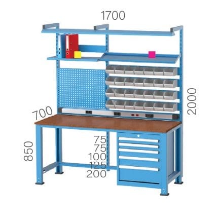 3688 – WORKBENCH WITH PEGBOARD, LIGHTNING SYSTEM AND 5 DRAWERS