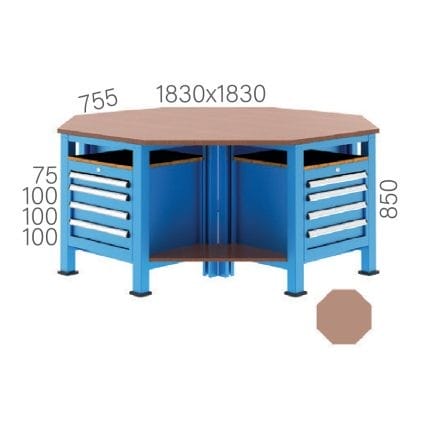 3815 – OCTAGON WORKBENCH WITH 16 DRAWERS