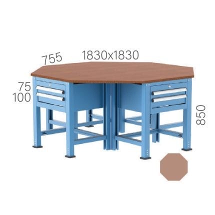 3855 – OCTAGON WORKBENCH WITH 8 DRAWERS