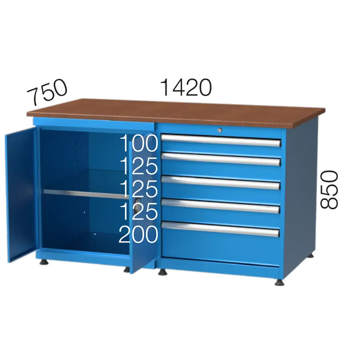 3905 – WORKBENCH WITH 5 DRAWERS AND CUPBOARD 3905 – WORKBENCH WITH 5 DRAWERS AND CUPBOARD
