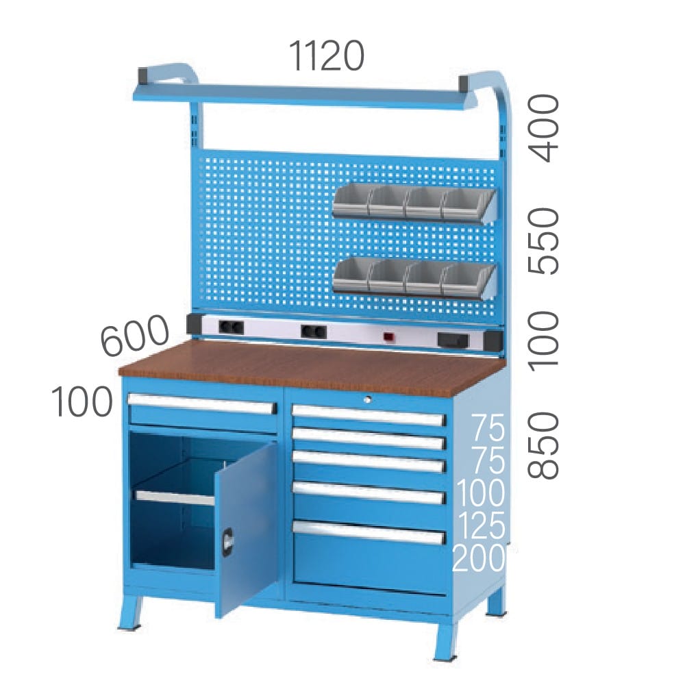 3923- WORKBENCH WITH 6 DRAWERS, CUPBOARD AND LIGHTING SYSTEM 3923- WORKBENCH WITH 6 DRAWERS, CUPBOARD AND LIGHTING SYSTEM