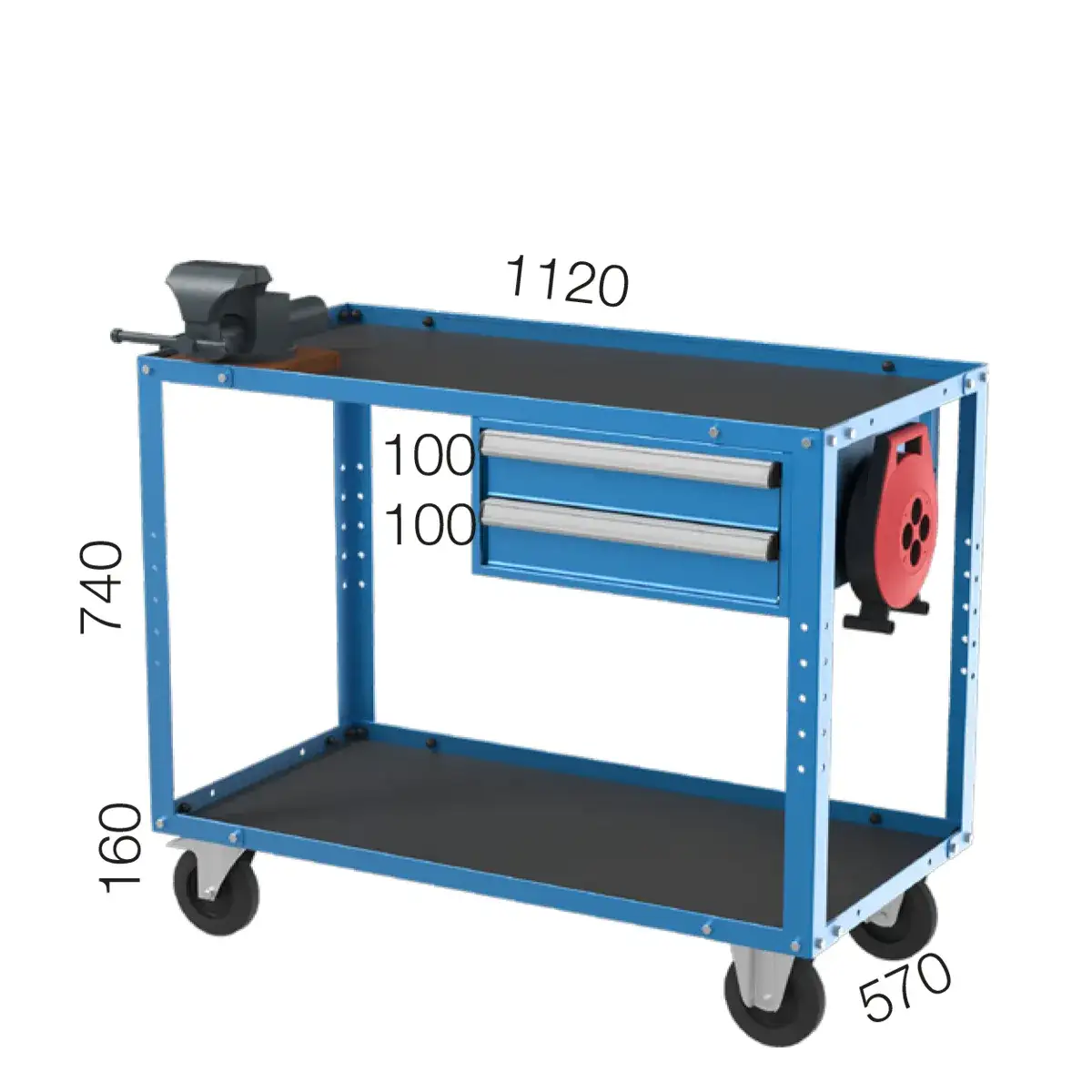 8006 – MOBILE WORKBENCH WITH 2 DRAWERS, EXTENSION CABLE AND VICE 8006 – MOBILE WORKBENCH WITH 2 DRAWERS, EXTENSION CABLE AND VICE