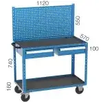 8990 – CORNER GARAGE SET WITH 20 DRAWERS, WORKBENCH, MATERIAL CABINETS, TOOL TROLLEY AND PEGBOARD