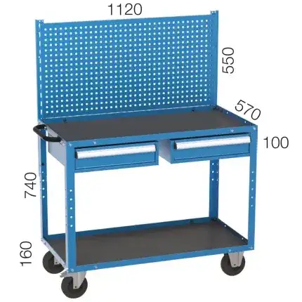 8009 – MOBILE WORKBENCH WITH 2 DRAWERS AND PEGBOARD