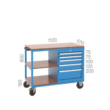 8021 – MOBILE WORKBENCH WITH 5 DRAWERS AND 2 SHELVES