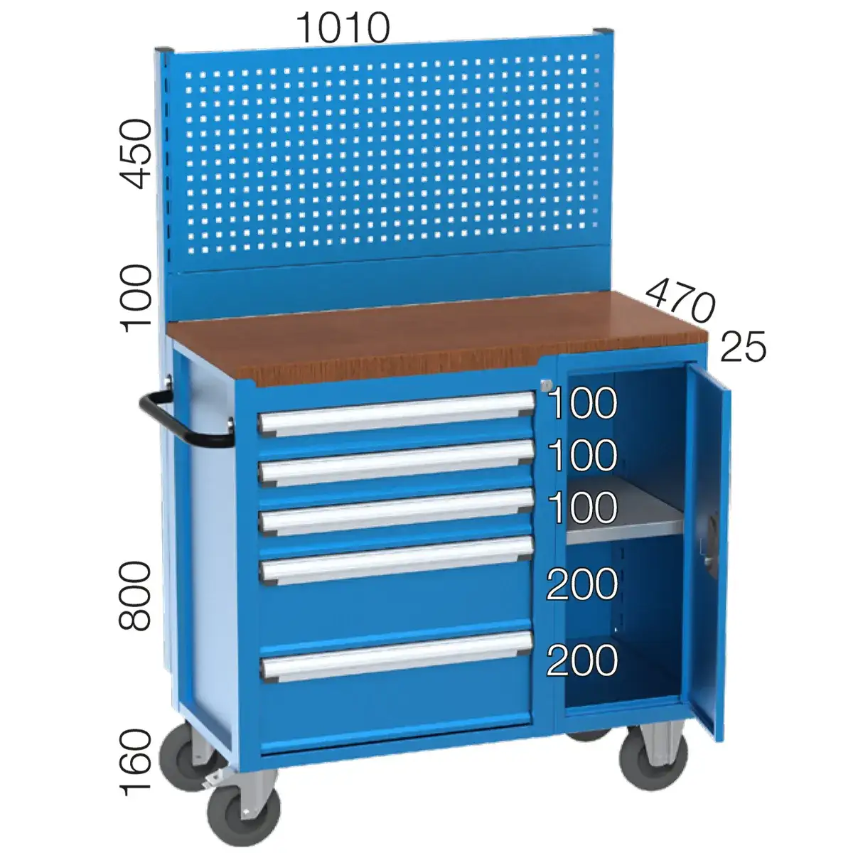 8536 – TOOL TROLLEY WITH 5 DRAWERS ,1 SHELF AND TOOL PANEL 8536 – TOOL TROLLEY WITH 5 DRAWERS ,1 SHELF AND TOOL PANEL