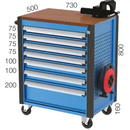 8587 – TOOL CART WITH 7 DRAWERS EXTENSION CABLE AND VICE