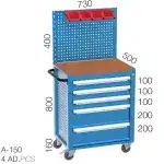 8595 – TOOL TROLLEY WITH 5 DRAWERS, PEGBOARD, EXTENSION CABLE AND VICE