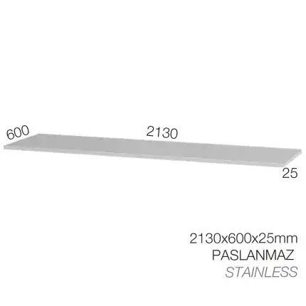 8900-26.213 – GARAJ SETİ ÇALIŞMA TEZGAHI ÜZERİ PASLANMAZ SAC KAPLAMA – 2130 X 600 MM ÖLÇÜLERİNDE