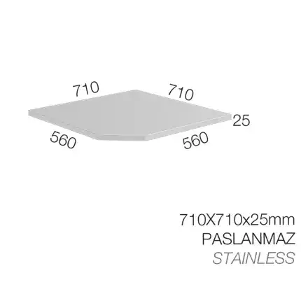 8900-26.778 – GARAJ SETİ KÖŞE ÇALIŞMA TEZGAHI ÜZERİ PASLANMAZ SAC KAPLAMA – 710 X 710 MM ÖLÇÜLERİNDE