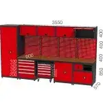 8960 – GARAGE SET WITH 10 DRAWERS, WORKBENCH , MATERIAL CABINET, TOOL TROLLEY AND PEGBOARD