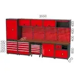 8965 – GARAGE SET WITH 10 DRAWERS, WORKBENCH , MATERIAL CABINETS, TOOL TROLLEY AND PEGBOARD