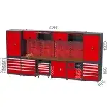 8965 – GARAGE SET WITH 10 DRAWERS, WORKBENCH , MATERIAL CABINETS, TOOL TROLLEY AND PEGBOARD