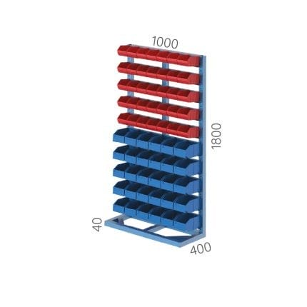4074 – PLASTIC BIN STAND WITH 65 BOXES