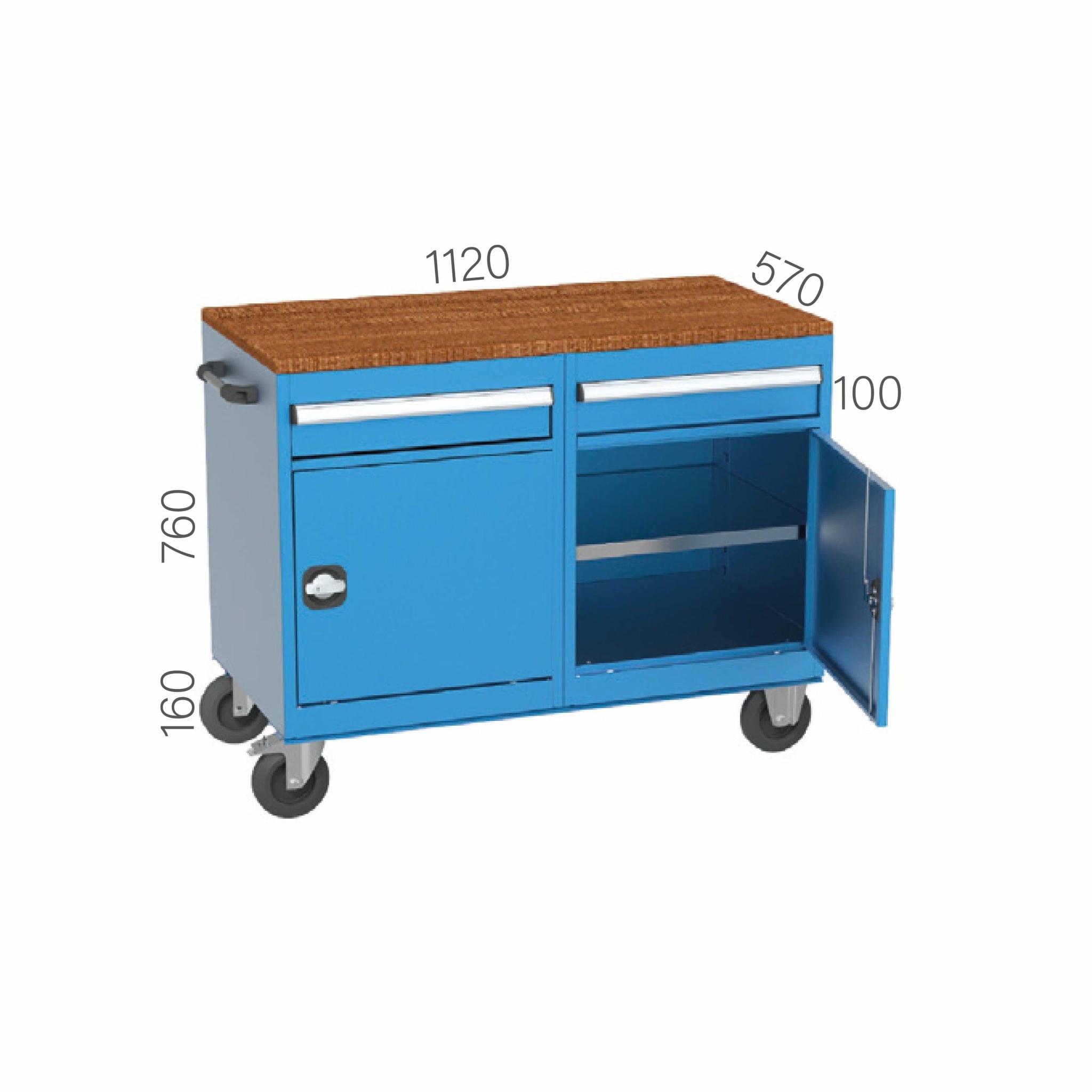 8052 – MOBILE WORKBENCH WITH 2 CUPBOARDS AND 2 DRAWERS