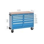 8460 – MOBILE WORKBENCH WITH 7 DRAWERS , 2 CUPBOARDS AND PEGBOARD
