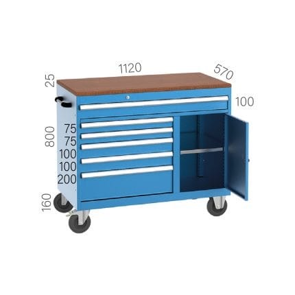 8315 – MOBILE WORKBENCH WITH 6 DRAWERS AND CUPBOARD