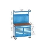 8340 – MOBILE WORKBENCH WITH 6 DRAWERS, CUPBOARD AND PEGBOARD