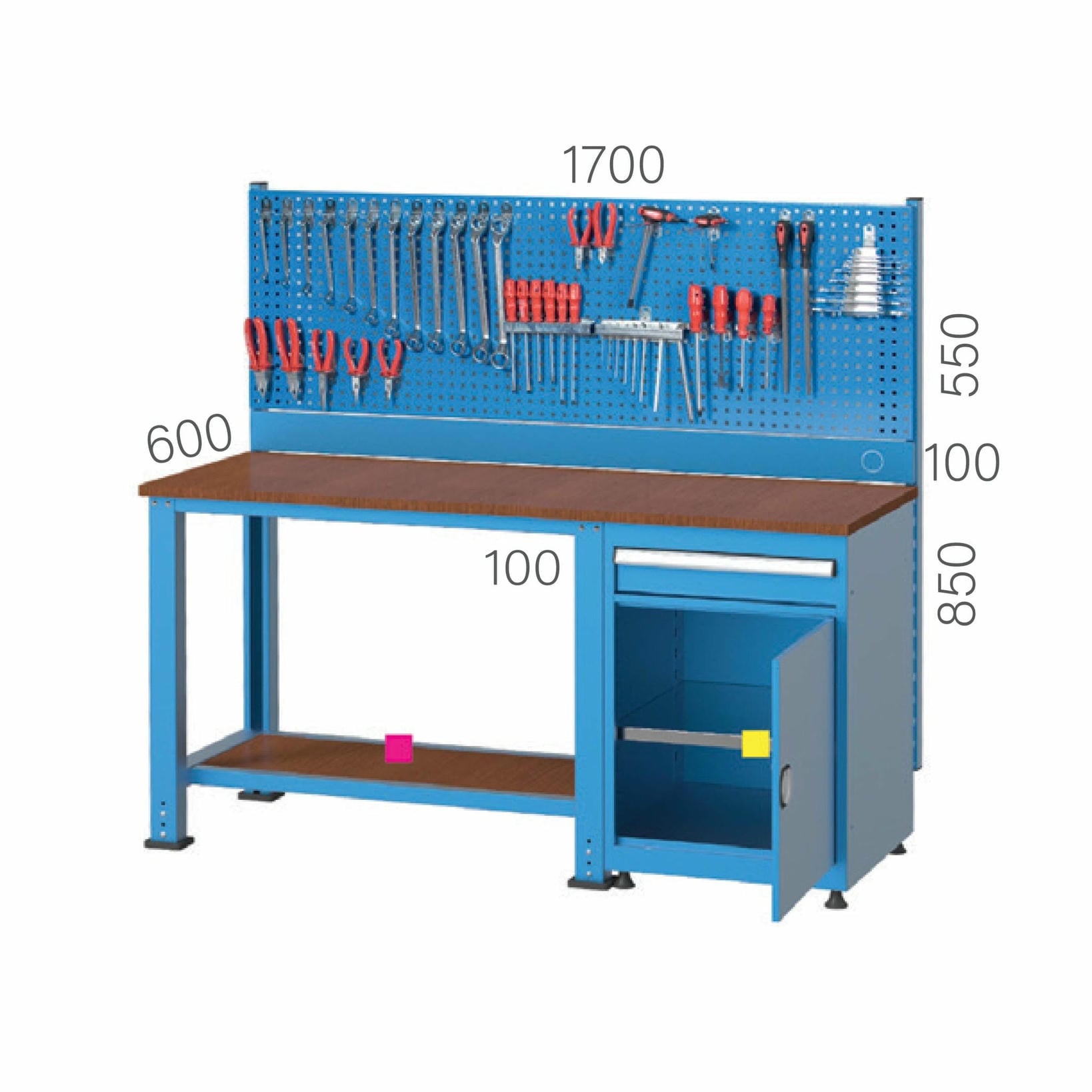 3195 – WORKBENCH WITH 1 DRAWER , CUPBOARD AND TOOL PANEL 3195 – WORKBENCH WITH 1 DRAWER , CUPBOARD AND TOOL PANEL