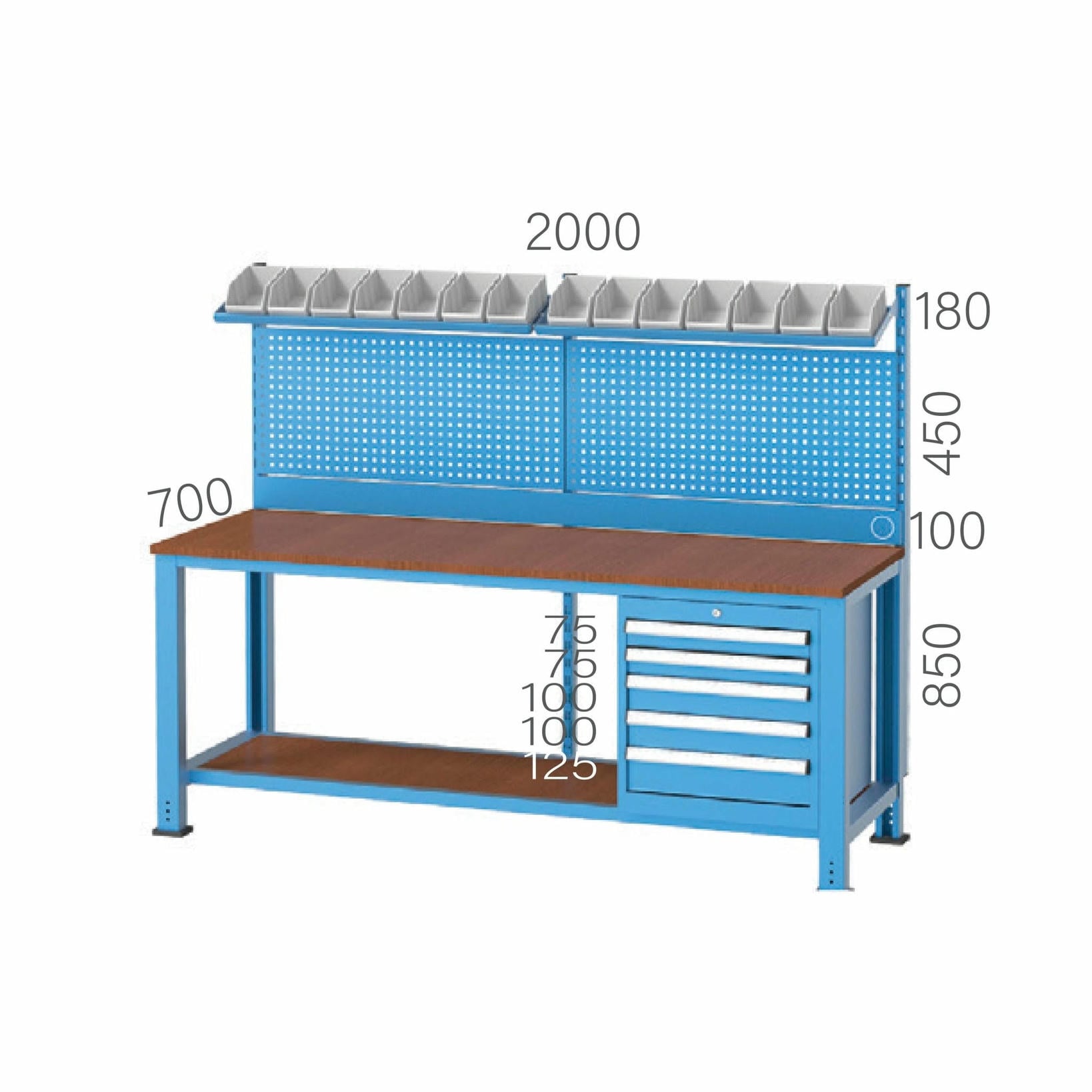 3260 – WORKBENCH WITH 5 DRAWERS, LINBIN BOXES AND PEGBOARD 3260 – WORKBENCH WITH 5 DRAWERS, LINBIN BOXES AND PEGBOARD