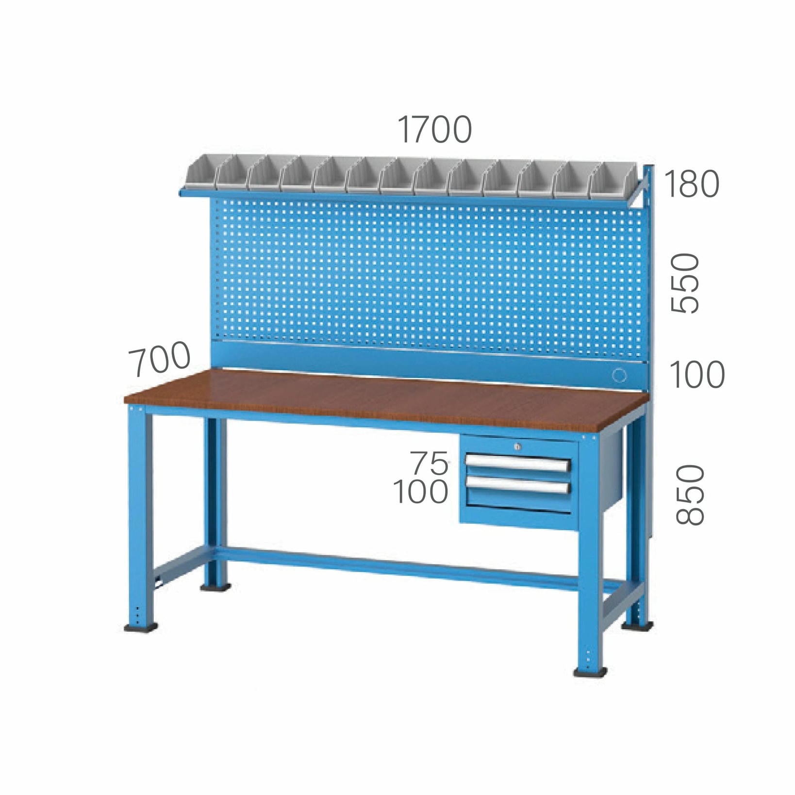 3320 – WORKBENCH WITH 2 DRAWERS , PEGBOARD AND LINBIN BOXES 3320 – WORKBENCH WITH 2 DRAWERS , PEGBOARD AND LINBIN BOXES