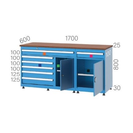 3445 – WORKBENCH WITH 7 DRAWERS AND CUPBOARD