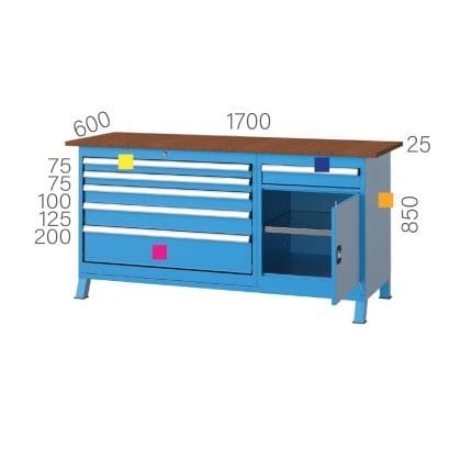 3480 – 1 ÇEKMECE DOLAPLI, 6 ÇEKMECELİ, DOLAPLI, 2’Lİ ÇALIŞMA TEZGAHI