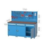 3648 – WORKBENCH WITH 10 DRAWERS, PEGBOARD, LINBIN SHELVES AND LIGHTING SYSTEM
