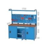 3596 – WORKBENCH WITH 6 DRAWERS AND 2 CUPBOARDS, PEGBOARD AND LIGHTNING SYSTEMS