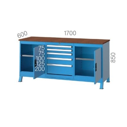 3621 – WORKBENCH WITH 5 DRAWERS AND 2 CUPBOARDS