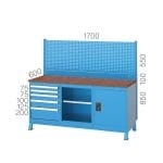 3595 – WORKBENCH WITH 3 CUPBOARDS, PEGBOARD AND LIGHTNING SYSTEMS