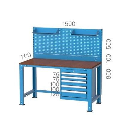 3785– WORKBENCH WITH 5 DRAWER AND PEGBOARD