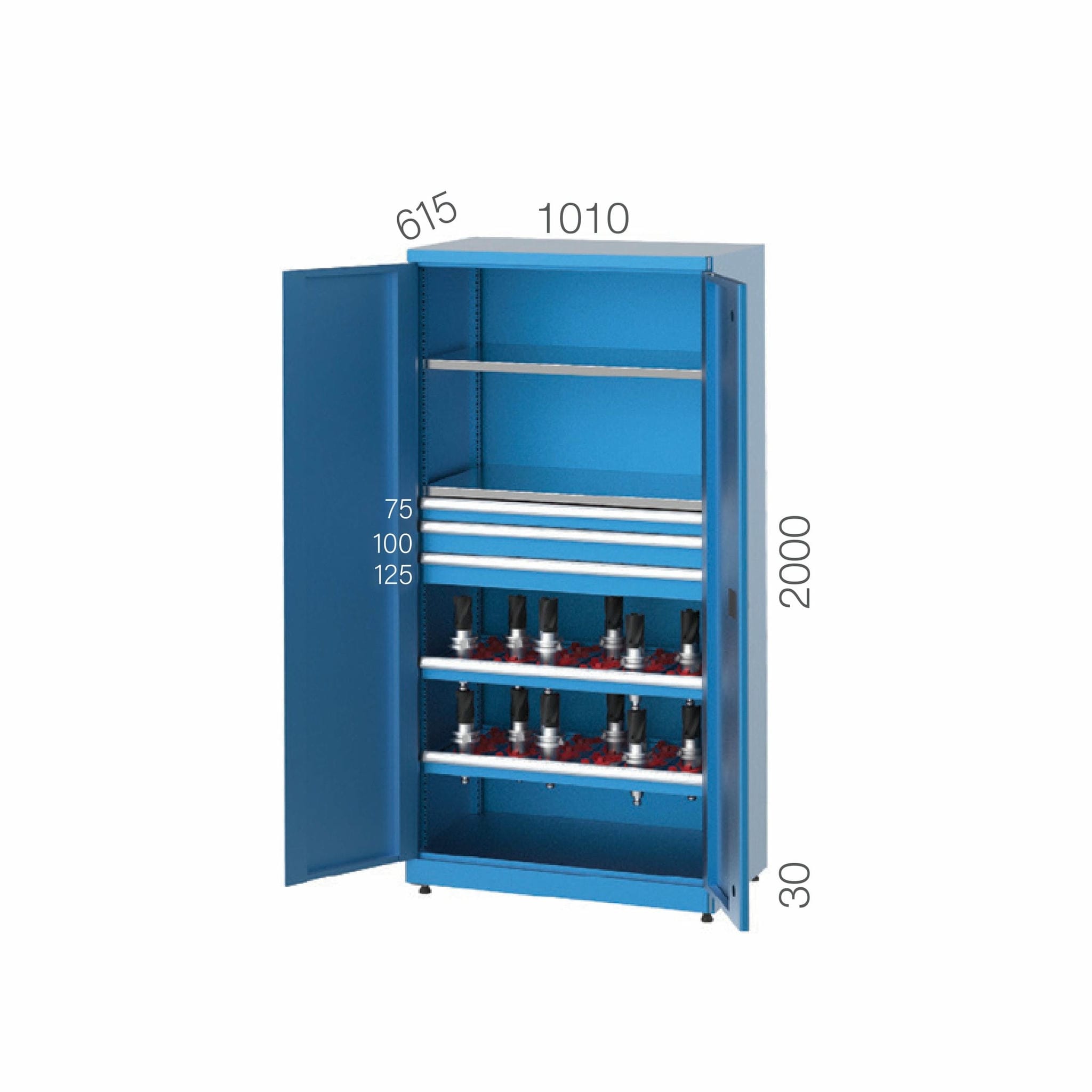 2170 – TOOL CABINET WITH 2 PULL-OUT CNC SHELVES 3 DRAWERS 2 HEIGHT ADJUSTABLE SHELF 2170 – TOOL CABINET WITH 2 PULL-OUT CNC SHELVES 3 DRAWERS 2 HEIGHT ADJUSTABLE SHELF