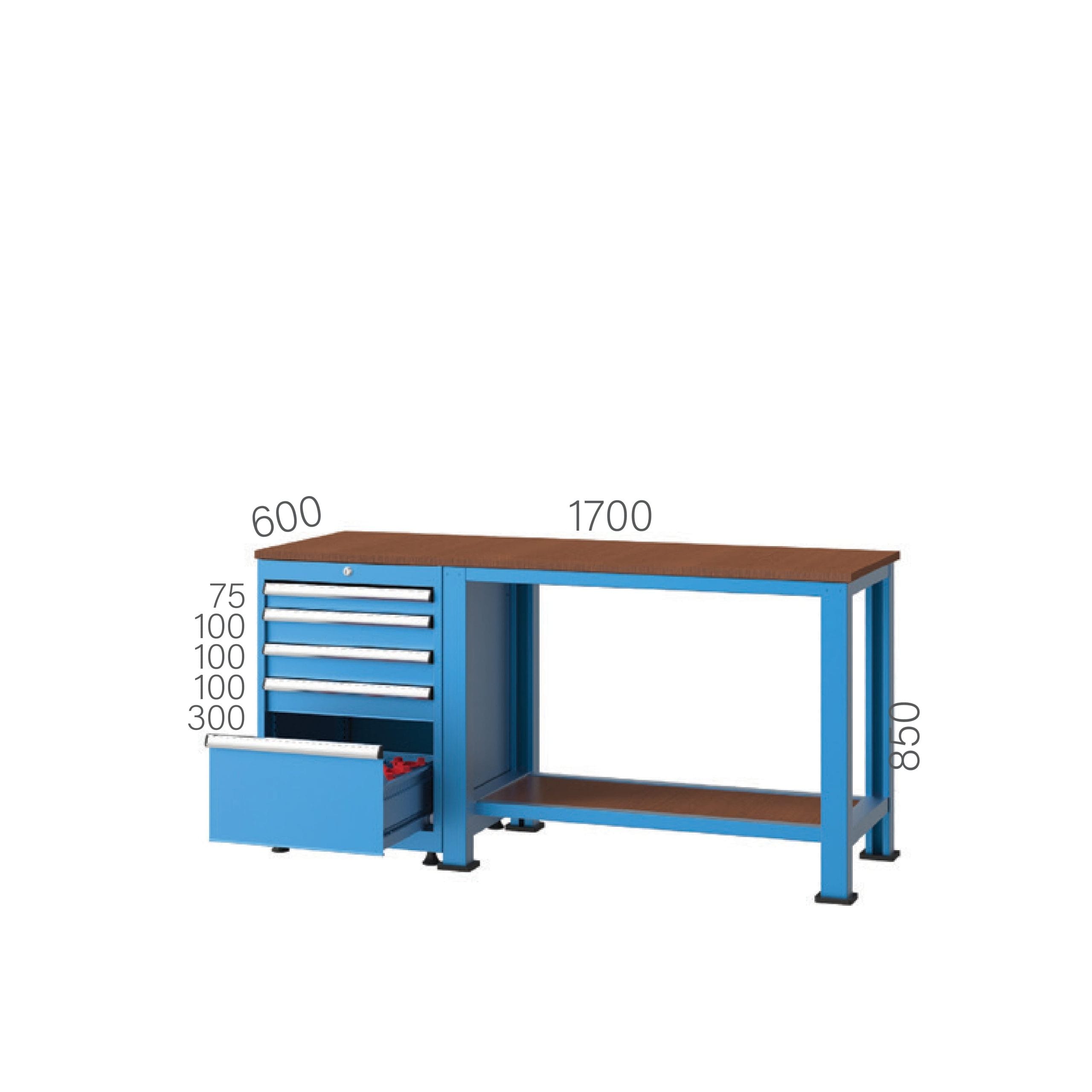 2176 – WORKBENCH WITH 4 DRAWERS LOWER SHELF AND 1 CNC STORAGE DRAWER INCLUDING 12 MORSE HOLDERS 2176 – WORKBENCH WITH 4 DRAWERS LOWER SHELF AND 1 CNC STORAGE DRAWER INCLUDING 12 MORSE HOLDERS