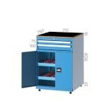 2350 – MOBILE BENCH WITH PEGBOARD 2 FIXED SHELVES 3 DRAWERS 1 CNC STORAGE DRAWER INCLUDING 12 MORSE HOLDERS