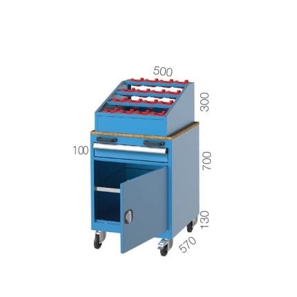 2730 – CNC CART WITH 16 CNC MORSE HOLDERS 1 DRAWER AND 1 CUPBOARD INCLUDING SHELF