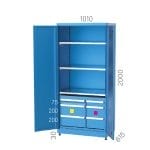 6907 – INDUSTRIAL CABINET WITH 10 DRAWERS, TOOL BOXES, AND PEGBOARD WITH DOORS