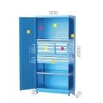 6190 – INDUSTRIAL CABINET WITH 4 DRAWERS 2 HEIGHT ADJUSTABLE SHELVES AND PEGBOARD