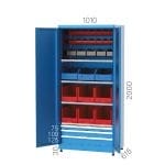 6910 – INDUSTRIAL CABINET WITH 9 PLASTIC BOXES AND 71 PLASTIC BINS